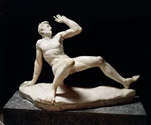 Arms Up Collection: Marble statue of falling Gaul, Roman copy of Pergamon school original