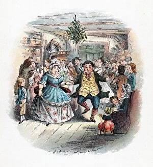 Carols Mouse Mat Collection: Mr Fezziwigs Ball, illustration by John Leech for A Christmas Carol by Charles Dickens( London)