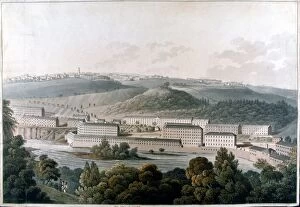 Revolution Collection: New Lanark Mills, Scotland. Robert Owens (1771-1858) model community of cotton mills