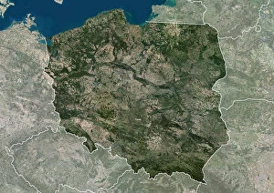 Aerial Views Collection: Poland with borders and mask