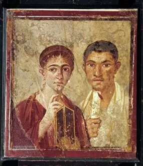 Stylus Collection: Portrait of baker Terentius Neo and his wife in formal clothes from Italy, Campania, Pompeii
