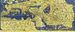 History Pillow Collection: The Tabula Rogeriana, drawn by al-Idrisi for Roger II of Sicily in 1154, an important