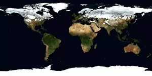 Satellite Imagery Jigsaw Puzzle Collection: World Flat projection map from composite of satellite images. Credit NASA: Science