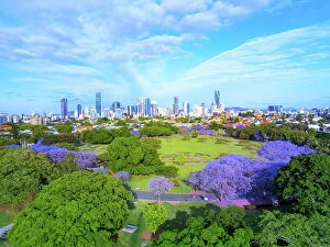 Australia Pillow Collection: Aerial View overlooking Brisbane City Australia