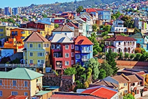 Historic Quarter of the Seaport City of Valpara Jigsaw Puzzle Collection: Colourful buildings, Vailparaso, Chile