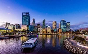 Nature art Photographic Print Collection: Elizabeth Quay Perth Central Business District centred on the landmark Swan Bells