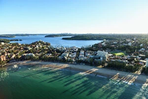 Australia Framed Print Collection: Manly beach and a distant Sydney skyline