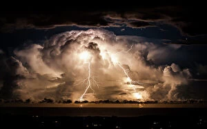 Dance Metal Print Collection: Stormy night over Byron Bay