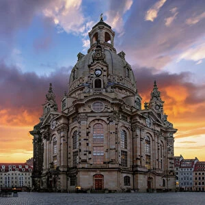 Memorials Pillow Collection: Sunrise with Dresden Frauenkirche, Dresden, Germany