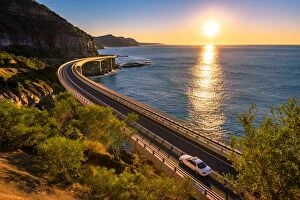 Wollongong Pillow Collection: Sunrise over Wollongong Sea Cliff Bridge, New South Wales