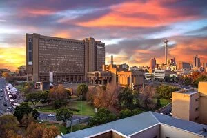 Baroque Architecture Collection: Sunset View of City Council Building and Hillbrow Tower (JG Strijdom Tower), Johannesburg