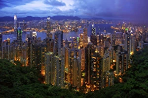 Structure Collection: View of Victoria Harbour, Kowloon and Hong Kong Island From Victoria Peak, Hong Kong, China