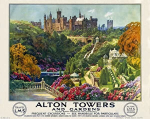 House Mouse Mouse Mat Collection: Alton Towers and Gardens, LMS poster, c 1930s