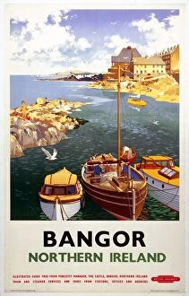 Railways Premium Framed Print Collection: Bangor, Northern Ireland, BR poster, 1955