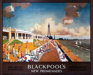 Blackpool Tower Photographic Print Collection: Blackpools New Promenades, LMS poster, 1923- 1947