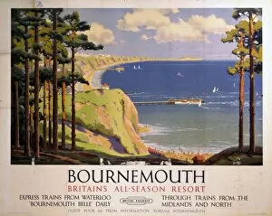 Water Rail Mouse Mat Collection: Bourenmouth: Britains All-Season Resort, BR poster, 1950s