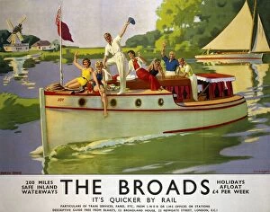 Watercolor paintings Fine Art Print Collection: The Broads, LNER / LMS poster, 1937