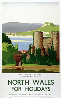 Castles Metal Print Collection: The Conway Estuary. North Wales, LMS poster, 1923-1947
