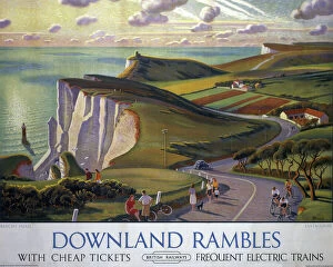Related Images Framed Print Collection: Downland Rambles, BR poster, 1950s