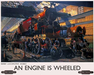 Digital art Premium Framed Print Collection: An Engine is Wheeled, BR poster, 1950s