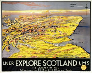 Scotland Collection: Explore Scotland - Its Quicker by Rail, LNER / LMS poster, 1923-1947