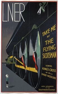 Railway Posters Photo Mug Collection: Take Me by The Flying Scotsman, LNER poster, 1932