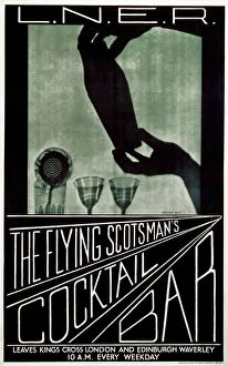 Steam Trains Photo Mug Collection: The Flying Scotsmans Cocktail Bar, LNER poster, c 1930s