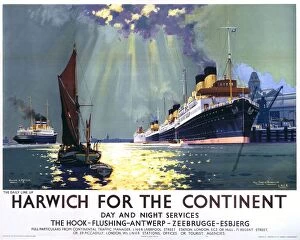 Railway Canvas Print Collection: Harwich for the Continent, LNER poster, 1940