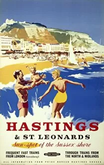 Hastings Pillow Collection: Hastings & St Leonards, BR poster, c 1950s