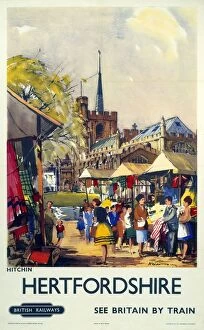 Trains Canvas Print Collection: Hitchin, Hertfordshire - See Britain by Train, BR (ER) poster, c 1955-1965