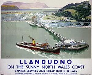 Railways Pillow Collection: Llandudno, LMS poster, 1923-1947