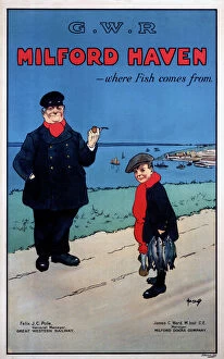 Western Mouse Metal Print Collection: Milford Haven - Where Fish Comes From, GWR poster, c 1925