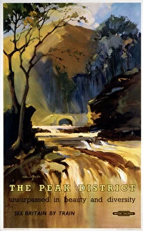 Waterfall art Mouse Mat Collection: The Peak District, BR (LMR) poster, 1948-1965