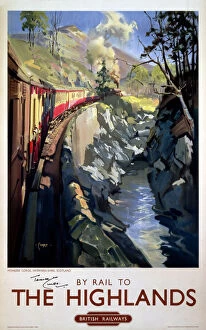 Trains Fine Art Print Collection: By Rail to The Highlands, BR(ScR) poster, c 1950s