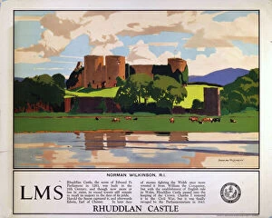 Castles Mouse Mat Collection: Rhuddlan Castle, LMS poster, 1929