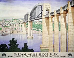 Western Mouse Poster Print Collection: The Royal Albert Bridge, Saltash, GWR poster, 1945