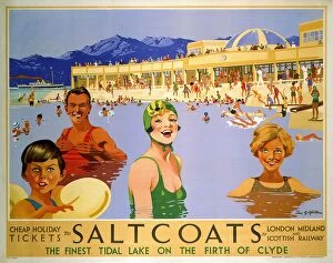 Railways Pillow Collection: Saltcoats, LMS poster, 1935