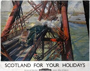 Forth Bridge Pillow Collection: Scotland For Your Holidays, BR poster, 1952