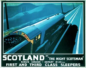 Steam Trains Mouse Mat Collection: Scotland by the Night Scotsman, LNER poster, 1932