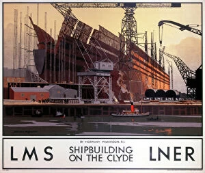 Railways Photographic Print Collection: Shipbuilding on the Clyde, LNER / LMS poster, 1923-1947