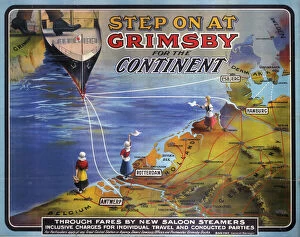 Posters Framed Print Collection: Step On at Grimsby for the Continent, GCR poster, 1911