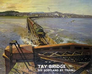 Portraits Pillow Collection: The Tay Bridge, BR poster, 1957