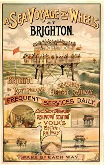 Adverts Pillow Collection: Volks Brighton & Rottingdean Seashore Electric Railway, poster