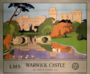 Castles Pillow Collection: Warwick Castle, LMS poster, 1924