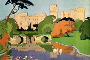 Railways Collection: Warwick Castle, LMS poster (detail), 1924