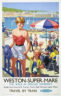 Digital art Tote Bag Collection: Weston-Super-Mare, BR poster, 1952