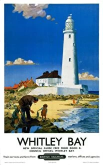 Railway Posters Poster Print Collection: Whitley Bay, BR poster, 1951