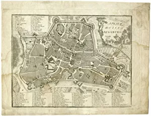 Churches Tote Bag Collection: 17th century city, plan of Augsburg, Germany