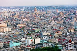 Urban cityscapes Canvas Print Collection: Aerial view of Havana cityscape, Havana, Cuba