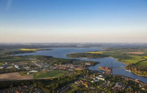 Related Images Jigsaw Puzzle Collection: Aerial view, Malchow with Malchower See lake and the island with the historic centre